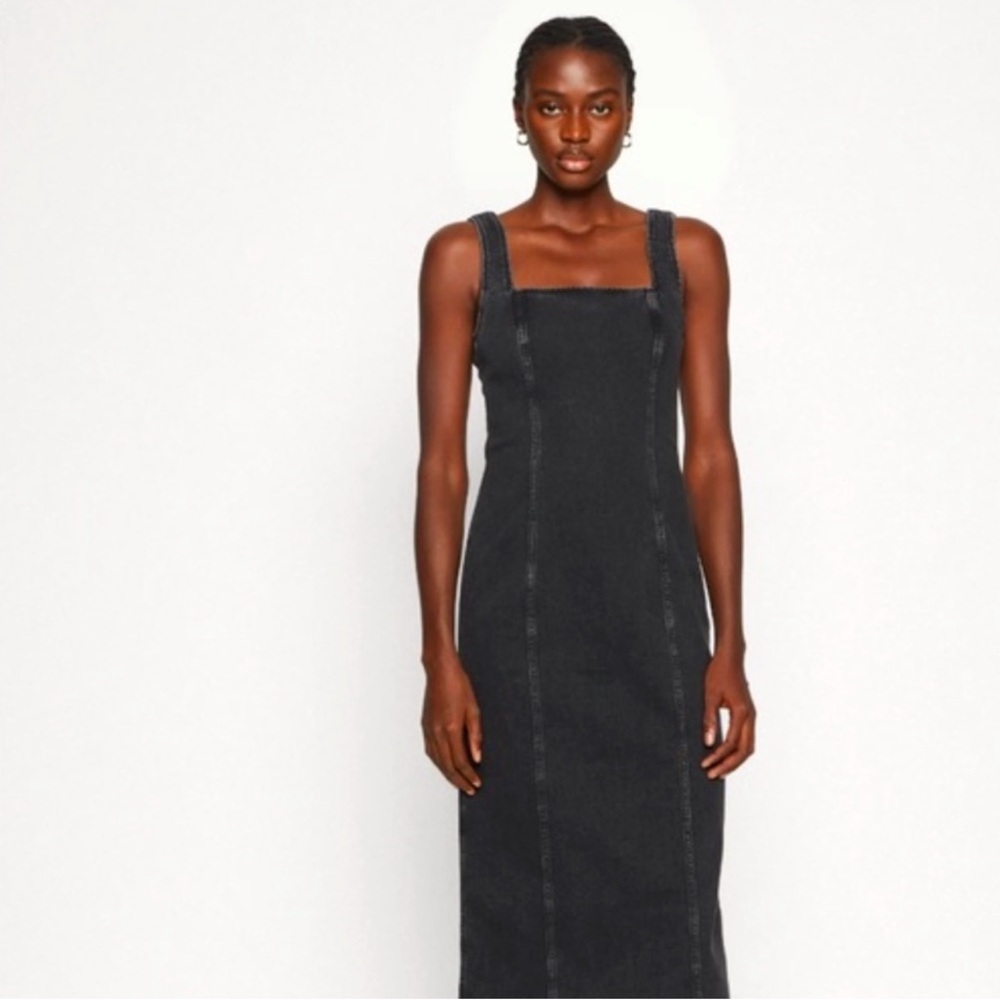 NWOT Abercrombie & Fitch Charcoal Denim Midi Dress Size M petite ~$110